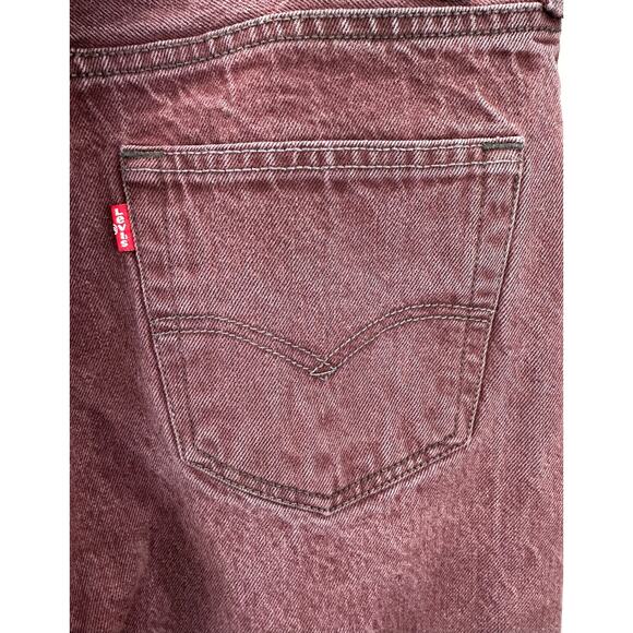 Levi's 501 Burgundy Button Fly Jeans Men’s Size 36x32 Straight Denim Classic - Picture 3 of 5